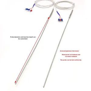 WZPK-191 Sensor Suhu Tahan Panas Berlapis Baja Tipe PT100/PT1000 <span class=keywords><strong>Probe</strong></span> Lentur Tiga-Kabel Dapat Disesuaikan Tersedia Dukungan Kustomisasi - Product Image 2