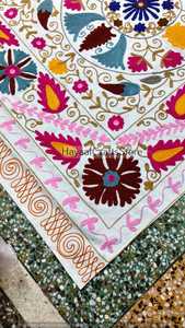 Embroidered Suzani Throw Suzani <b>Bedding</b> Queen Pink <b>Red</b> Suzani Very Large Suzani Blue Suzanis India Suzani Tashkent Suzani - Product Image 2