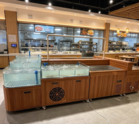 Présentoir de buffet intégré personnalisé, vitrine à double température à refroidissement par air, type échelle, pour fruits de mer et plats cuisinés