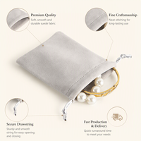 Pochette de rangement pour bijoux en velours avec logo personnalisé, fermeture à cordon réglable et options de taille personnalisées pour les bijoux