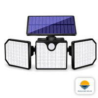 Lampe murale solaire LED carrée à double tête, 300LM, 30 LED, 12H d'autonomie, avec capteur PIR, micro-lumière, étanche IP65, pour porche et jardin
