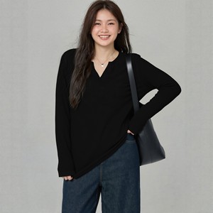 <span class=keywords><strong>T</strong></span>-<span class=keywords><strong>shirt</strong></span> côtelé à col en V et manches longues pour femme <span class=keywords><strong>grande</strong></span> <span class=keywords><strong>taille</strong></span>, en viscose, collection printemps, tailles <span class=keywords><strong>oversize</strong></span>, vente en gros - Product Image 3