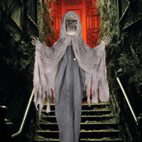 Dekorasi Hantu Gantung Animasi AROMA untuk Halloween dengan Mata Berkedip, Lengan Bergerak, dan Suara untuk Rumah Hantu, Pesta, dan Pajangan Luar Ruangan