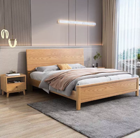 Lit en bois massif de haute qualité au design minimaliste moderne, meubles de chambre durables avec tête de lit confortable