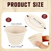 Gobelets jetables de 2 oz en fibre de bagasse de canne à sucre, naturels, biodégradables et compostables, pour sauces, condiments, dégustation et fêtes