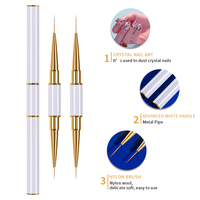 Pinceau liner double-embout de luxe blanc avec manche doré, tube ultra-fin, stylo de dessin pour nail art, logo personnalisé, professionnel pour salon