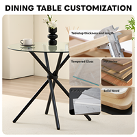 Ensemble de table à manger moderne nordique 2025 pour 4 personnes, table en verre pour cuisine, ensemble de table à manger ronde et chaises pour 4 personnes