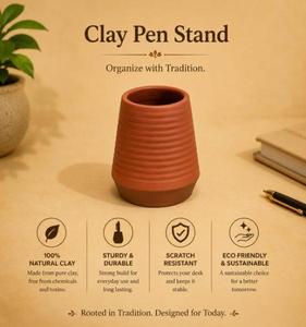 Porte-stylos en terre cuite de qualité supérieure, fait main, en argile naturelle, organisateur de bureau rustique, support à crayons pour le bureau, la maison, l'école, l'étude - Product Image 1