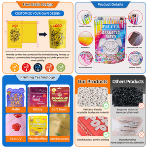 Özelleştirilmiş 3.5g 7g 14g 28g plastik Stand up Doypack kılıfı koku geçirmez 3.5 gram Mylar çantalar benim Logo ile - Product Image 5