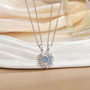 Collana magnetica alla moda sole e luna sole sole e luna collana abbinata luna sole oro sole san valentino collana - Product Image 4
