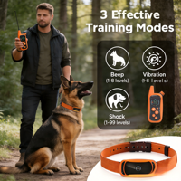 IPX7 Wasserdichtes Wiederaufladbares Hundetrainingshalsband mit Fernbedienung, 3500ft Reichweite, Piepton Vibration Schock, Anti-Bell-Funktion, Intelligente KI