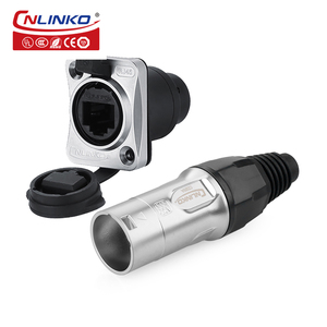 CNLINKO עמיד למים rj45 מחבר עגול מתכת מעטפת 8p8c ethernet עם אבק כובע - Product Image 3