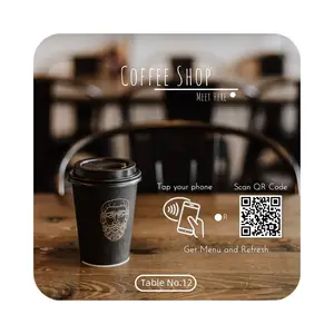 Пользовательские 80*80 мм настольный стикер меню «коснитесь или Сканируйте» с QR-кодом NFC эпоксидная наклейка для ресторана/кафе/бара/алкоголя