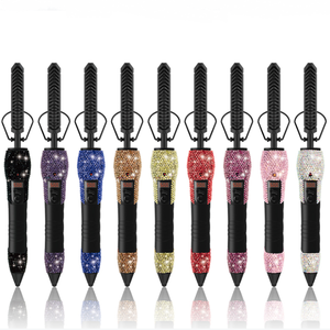 专业陶瓷电动热发梳珠光钻石家居发胶时尚自有品牌压发梳 - Product Image 4