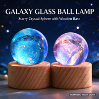 Lampu Meja Kristal Bola Seni LED Kontrol Sentuh 3D Multi-gaya dengan Alas Kayu 6cm untuk Hadiah Ruang Tamu Anak-anak