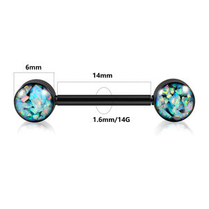 14G 스테인레스 스틸 젖꼭지 링 오팔 & 스톤 스레드리스 스트레이트 젖꼭지 피어싱 여성용 남성 패션 세련된 피어싱 쥬얼리 - Product Image 3