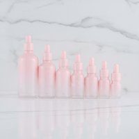 Farbverlauf Rosa-Weiße Glasfläschchen mit Pipette 5ml 10ml 15ml 30ml 50ml 100ml mit Roségold-Beschlägen für Kosmetik-Serum