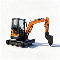 Mini-excavatrice à moteur d'une capacité de 2,5 tonnes avec cabine fermée pour applications de chargement