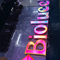Lettres LED 3D personnalisées, lettres en acrylique éclairées par l'avant, lettres en relief, dégradé de couleurs arc-en-ciel, logo pour devanture de magasin