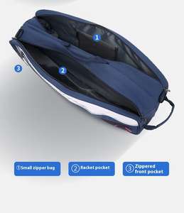 Sac à raquettes de badminton ou de tennis à bandoulière simple ou double, 3 pièces, grande capacité, toile imperméable, portable, épais - Product Image 2