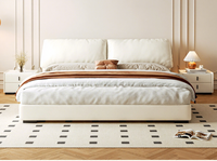 Lit plateforme moderne de luxe en cuir, taille Queen, avec rangement, coffre de sécurité, multifonctionnel, durable, pour chambre principale