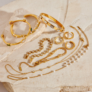 Yueli Jewelry <b>Set</b> Gold Tone Crystal Rhinestone <b>Bracelets</b> Necklaces Earrings Women's Everyday Wear - Product Image 4