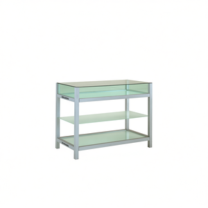 Étagère de présentation moderne avec étagères en verre trempé, largeur 120 cm, hauteur 90 cm, pour usage en magasin ou à domicile - Product Image 2