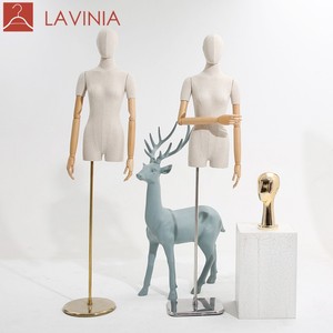 Maniquí de Medio Cuerpo Femenino Lavinia de Bambú <span class=keywords><strong>y</strong></span> Lino, Modelo de Exhibición de Clavícula para Escaparates de Boutiques <span class=keywords><strong>y</strong></span> Tiendas de Ropa - Product Image 1