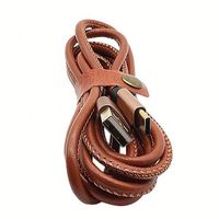 Kabel Data Pengisian Cepat Micro USB Kulit PU untuk HTC U12 Life / HTC Desire 620