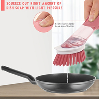 Ensemble de brosses à vaisselle avec distributeur de savon - Nettoyage sans effort, têtes durables, support pratique - Idéal pour les éviers, les casseroles, les poêles et la vaisselle