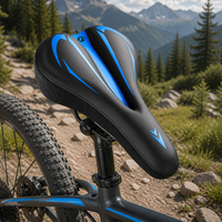 Housse de selle de vélo en cuir PU imperméable en silicone épaissi, coussin de siège de vélo central en mousse à mémoire de forme souple de 32-34 mm