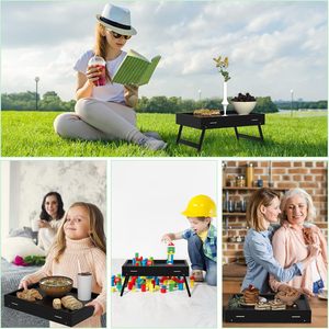 โต๊ะปรับระดับได้, โต๊ะพับได้สีดำแล็ปท็อปคอมพิวเตอร์ถาดเก็บเตียง - Product Image 3