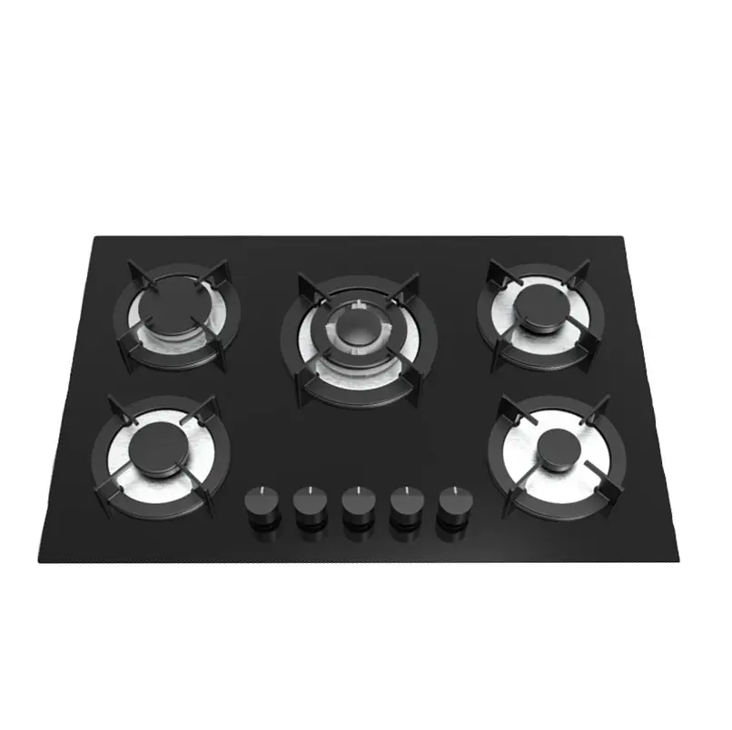wholesale build in 5-burner gas stove with flameout protection tempered glass panel five-burners gas cooker stove