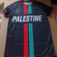 Maillot de football Palestine en polyester à manches courtes avec logo brodé personnalisé pour les fans, idéal pour les matchs de football et le quotidien – Vente en gros
