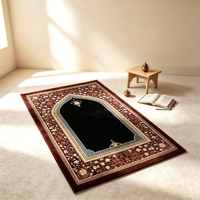 Tapis de prière musulman islamique en velours diamanté brillant antidérapant imprimé en 3D pour la décoration de la maison islamique