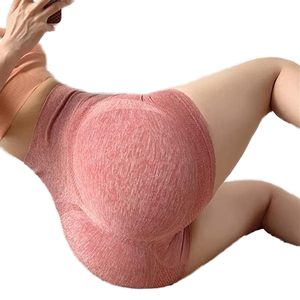 Custom Logo Women's Seamless <b>Yoga</b> Shorts <b>Pink</b> Heather Booty Lifting Gym Tights for Fitness and Training - Product Image 1