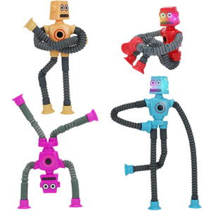 2025 Telescopic Luminous Tube Sucker Robot Toy with Decompression Fun Ever-Changing Shape Educational Gift