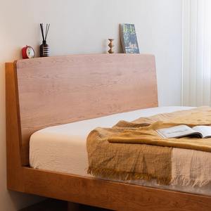 Cama Doble Shire con Plataforma de Madera Sólida, Cabecera de Madera de Cerezo, 1.8m/1.5m, Muebles Duraderos para Recámara Principal - Product Image 1