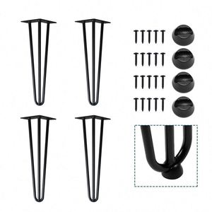 16''inch Iron Steel Hairpin Legs 3 Rods for Coffee Dining Furniture Table for Restaurant Hotel Outdoor Living Room Bench - Product Image 2