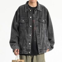 Jaket Jeans Pria Grosir, Outerwear Kasual, Impor, Jaket Denim Kancing, Slim Fit, Jaket Denim Pria