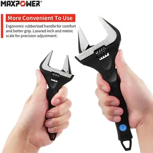 MAXPOWER Adjustable Wrench Black Oxide Finish Wide Opening Ultra-thin Adjustable Wrench