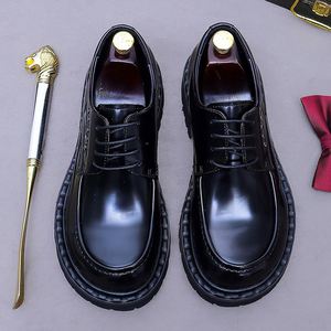 Grande vente sur les chaussures décontractées pour hommes de style britannique, à lacets, Derby, à bout carré, patchwork, antidérapantes, respirantes - Product Image 3