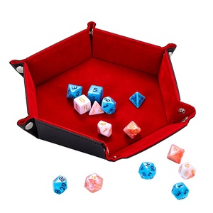 Plateau à dés pliable Boîte à dés en cuir PU pliant hexagone Coin carré Plateau à dés - Product Image 5