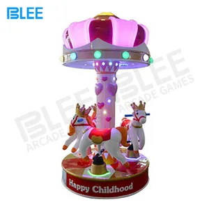 Amusement Mini Fantastische Kleine 3 Speler Dieren Muntautomaat Kiddie Rides Carrousel Machine