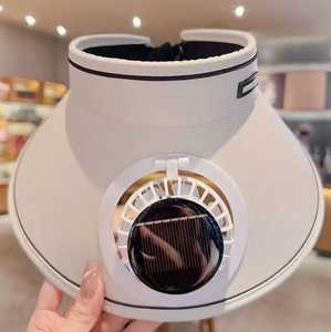 Sombrero de Verano con Ventilador <span class=keywords><strong>Solar</strong></span> de PVC a Rayas para Bebés, Protección <span class=keywords><strong>Solar</strong></span>, Parte Superior Abierta, Autocargable, Protección UV, Sombrero para Viajes y Actividades al Aire Libre - Product Image 4
