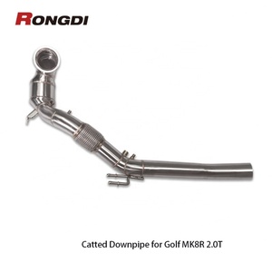 Rongdi High Flow 200 Cell Catted Stainless Steel 304 1.5mm <b>Brushed</b> Exhaust Downpipe for VW Golf MK8R 2.0T Upgrades - Product Image 5