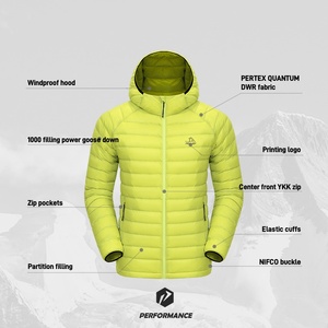 PERFORMANCE PELLIOT Outdoor Hombres con capucha PERTEX Repelente al agua Ultraligero 1000 Filling Power White Goose Down Jacket Coat - Product Image 5