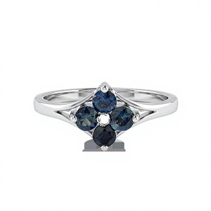 Anillo de Zafiro Azul en Plata de Ley 925 con Engaste de Garras, Anillo de Piedras Preciosas de Lujo para Niñas y Mujeres, Chapado en Rodio - Product Image 2