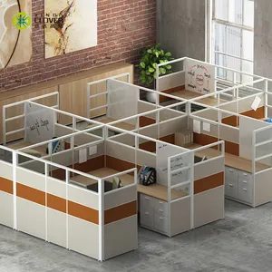 Mobiliário de escritório em forma de l, 4-10 pessoas modular moderna estação de trabalho móveis de escritório