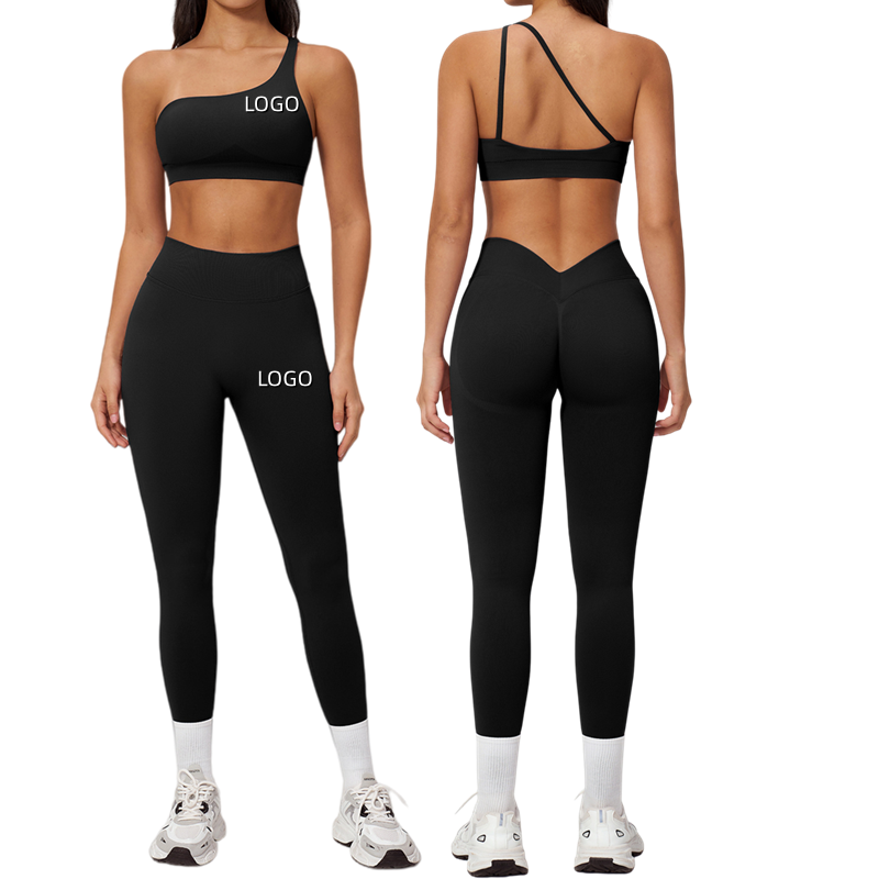 Custom Seamless off Shoulder Sports Suit Tight Fitting Running and Quick Drying Yoga Suit Women's Outdoor Casual Fitness Suit